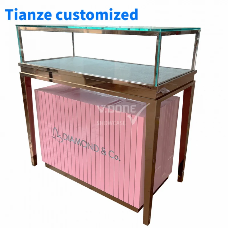 

[Customized]necklace earring jewelry display box show glass product display stands cabinet showcase