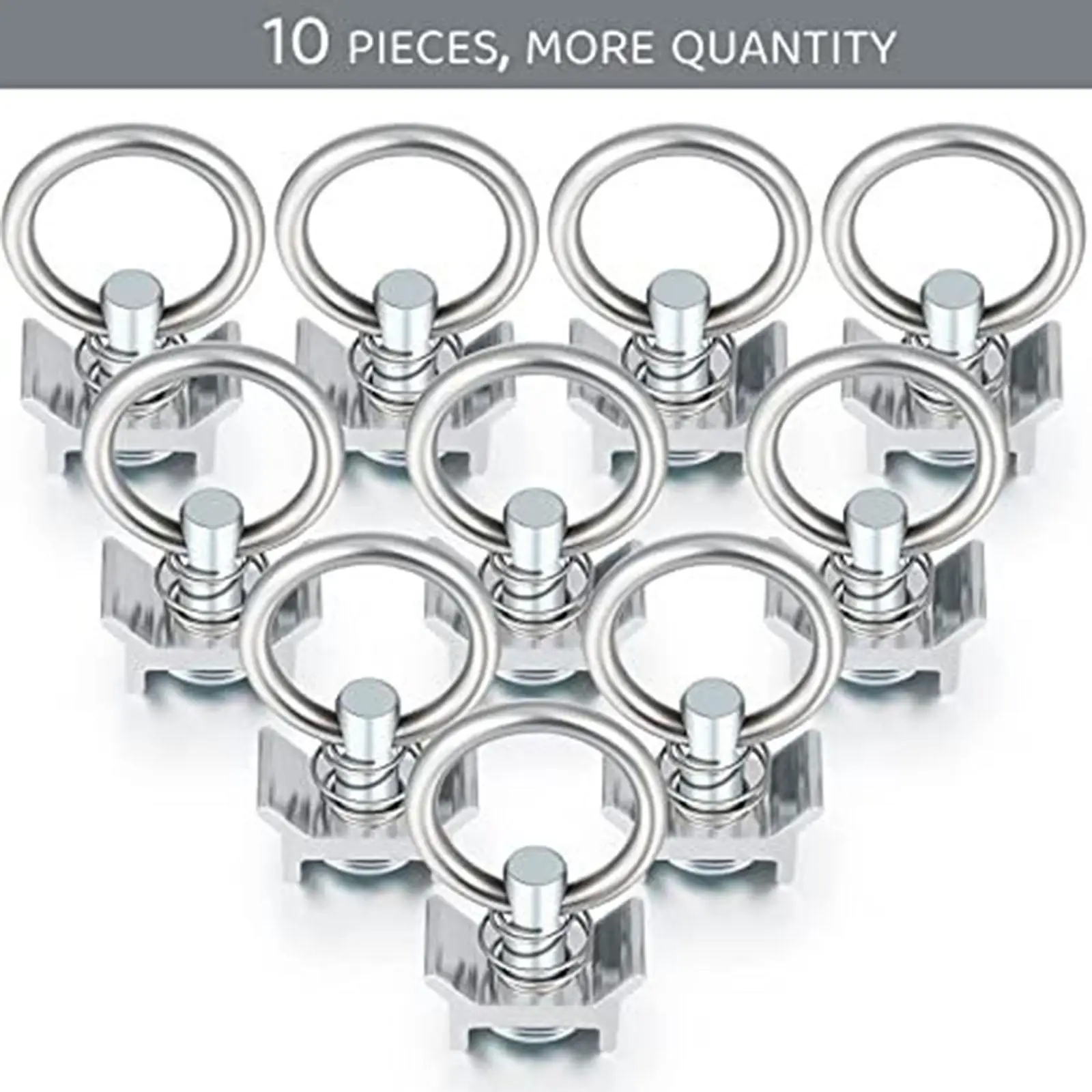 10 Pieces Single Stud Fitting L Track, Easy to Install Heavy Duty with Round Ring for Speaker Lighting Trailer Truck Bed Pickup