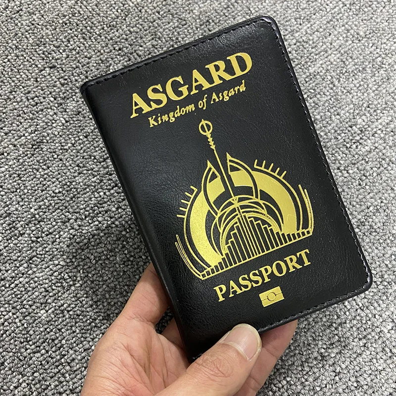 Asgard mitología nórdica funda para pasaporte vikingos soporte para pasaporte cuero Pu billetera de viaje Envío Directo