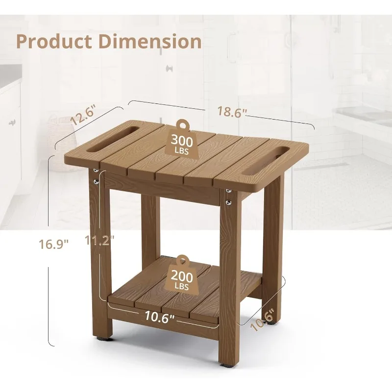 Shower Bench Seat with Shelf,  Shower Stool for Inside Shower Waterproof, Bath Stool Chair for Spa Bathroom,