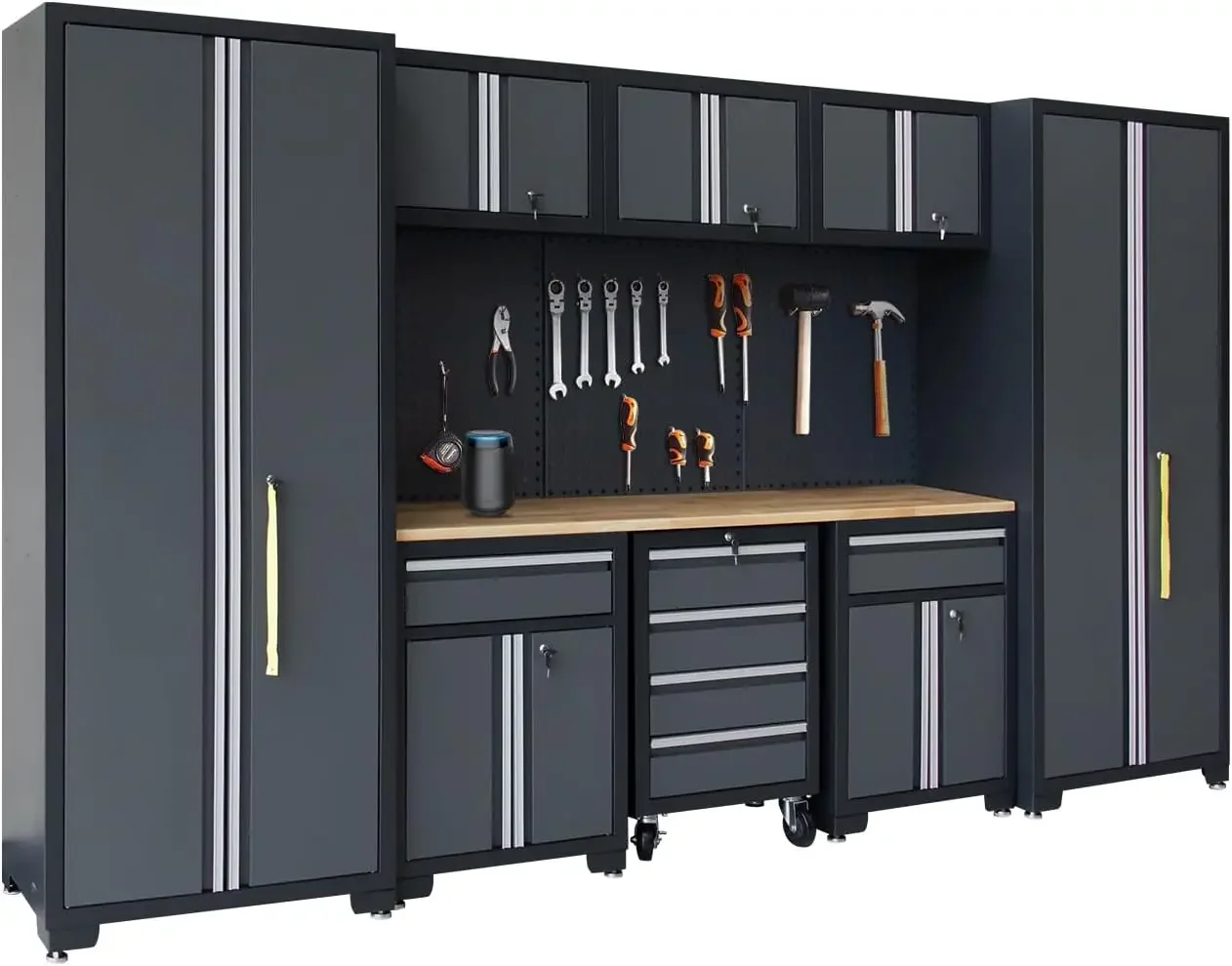 Garage Storage Cabinet System 9-Pcs Workshop Set Garage Cabinets and Storage System with Steel Cabinet Drawers