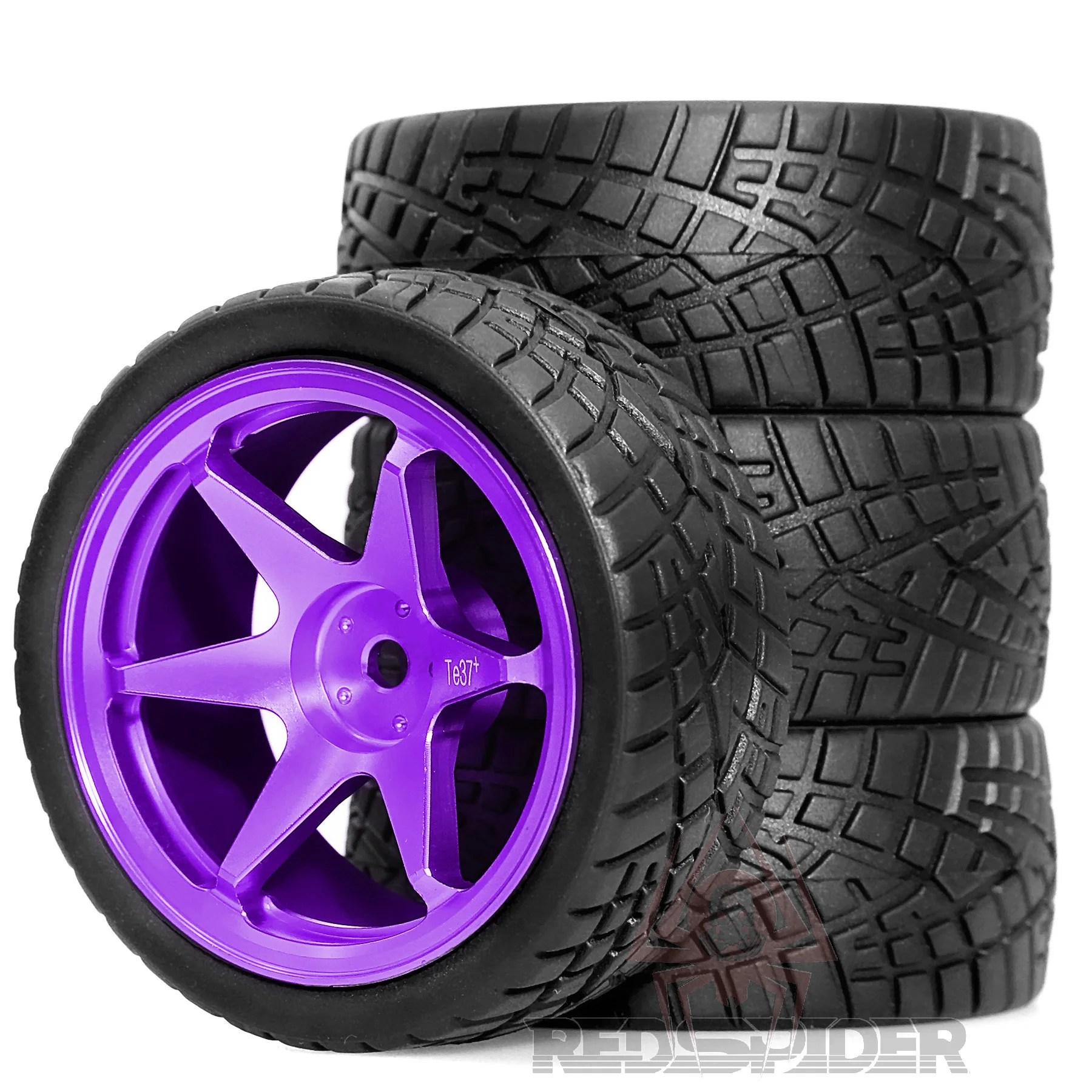 4szt 1/10 RC Rally Racing Opony i aluminiowe koła OD 2.56" do Tamiya TT01 TT02 XV01 TA06 A959 PTG2 HPI KYOSHO PTG2 Traxxas