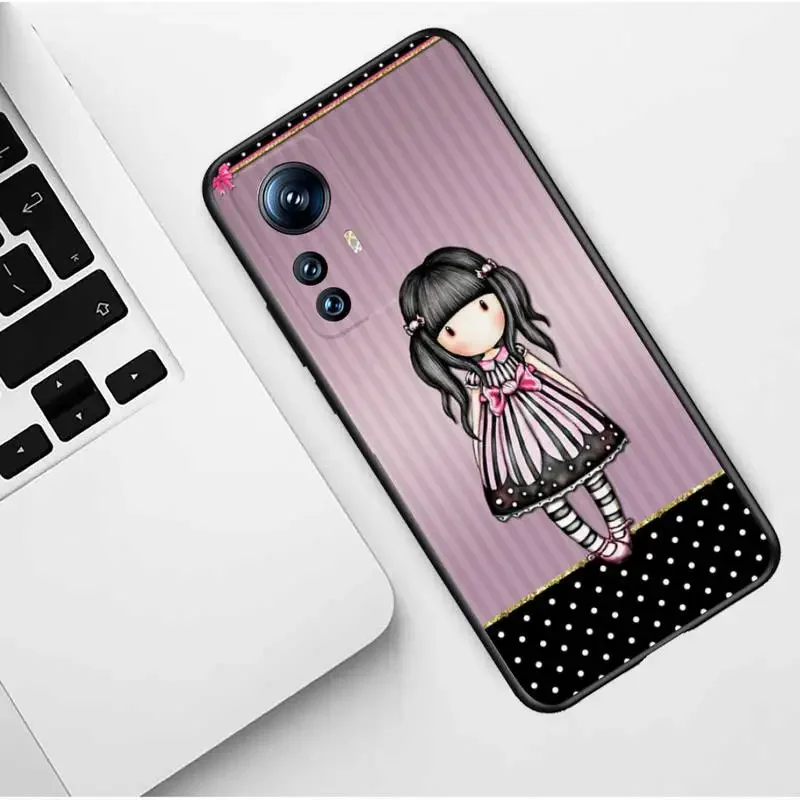 S-Santoros-G-Gorjuss Phone Case For XIAOMI 12SUltra 12S 11x max3 note10 lite 10 9T pro pocoX3 M3 Silicone Cover Soft black