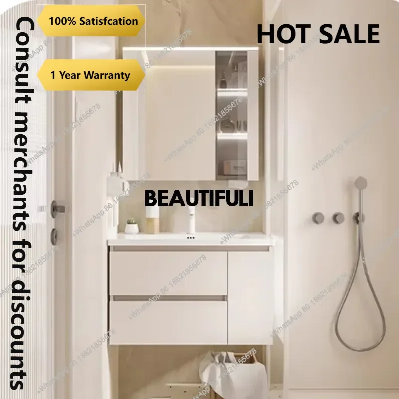 b67  Wall Mounted Bathroom Cabinet Space Saver White Makeup Drawers Bathroom Vanity Toilet Mirror Meuble Salle De Bain Furniture