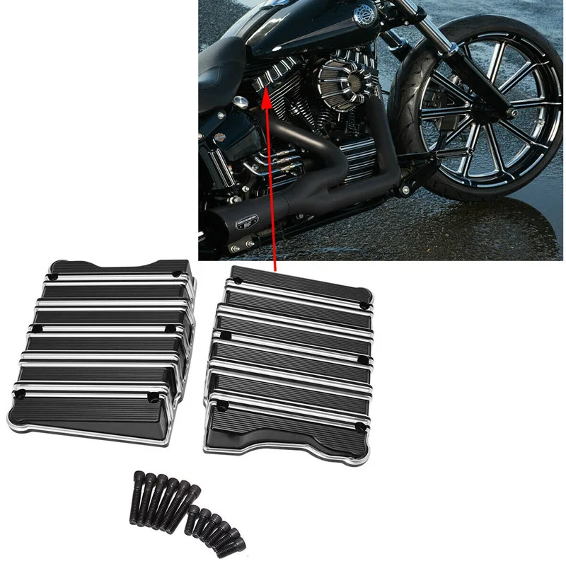 CNC 1 Pair Black Rocker Box Top Cover Fit  For Harley Dyna Fat Bob Wide Glide Black line  FXDWG FLD FXDB FXD FXDX  99-17