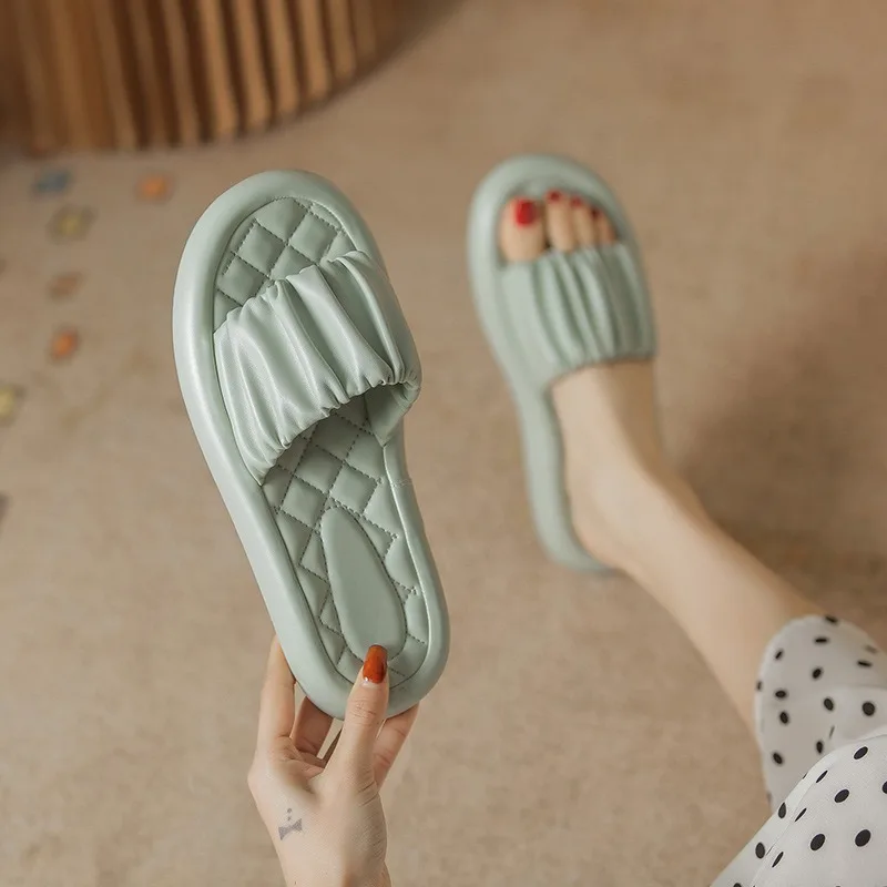 Sandals Woman Slippers Summer New Candy Fold Flat Bottom Soft Sole Straight Sandals Women Shoes Comfortable and Casual 41-18