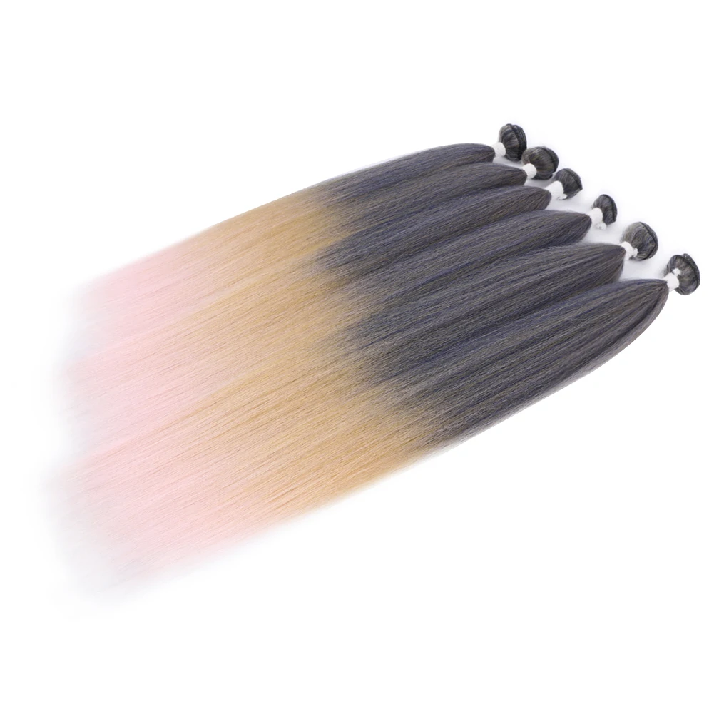 옴브레 야키 스트레이트 헤어 익스텐션 더블 22 24 26 합성 헤어 번들 다채로운 고온 코스프레 갈색 금발 머리