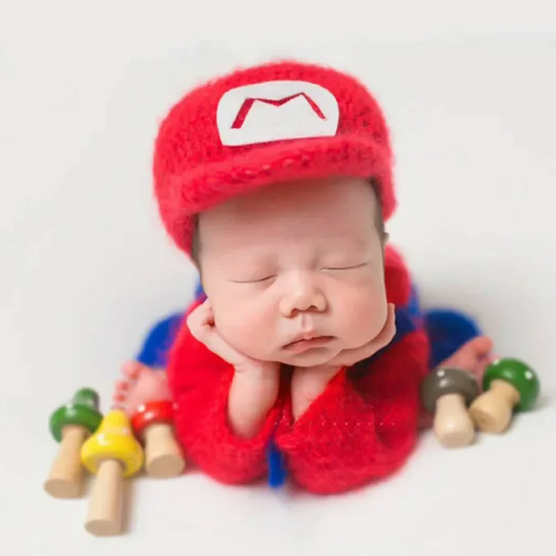 Newborn photography props new baby photography sweater knitted clothing hat set newborn photography romper 신생아사진