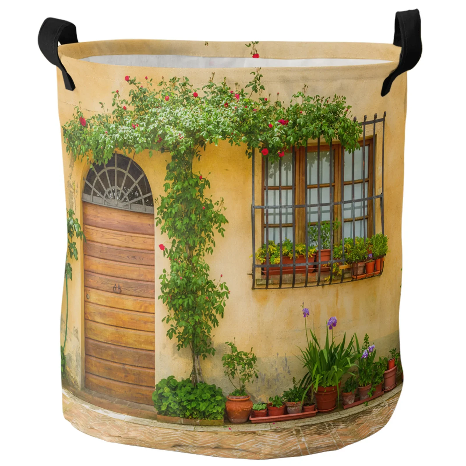 House Flower Garden Flowers Dirty Laundry Basket Foldable Waterproof Home Organizer Basket Clothing Children Toy Storage Basket