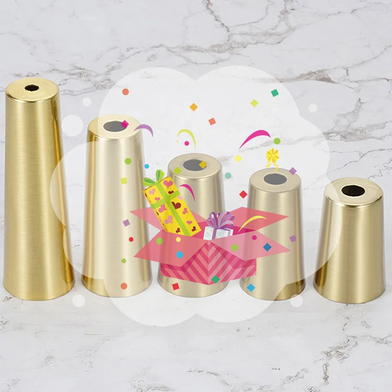 Foot Solid Copper Tip Furniture Leg Cover Brushed Brass Table Chair Cylinder/Cone Cap Protect Decor Bottom Safe Pad