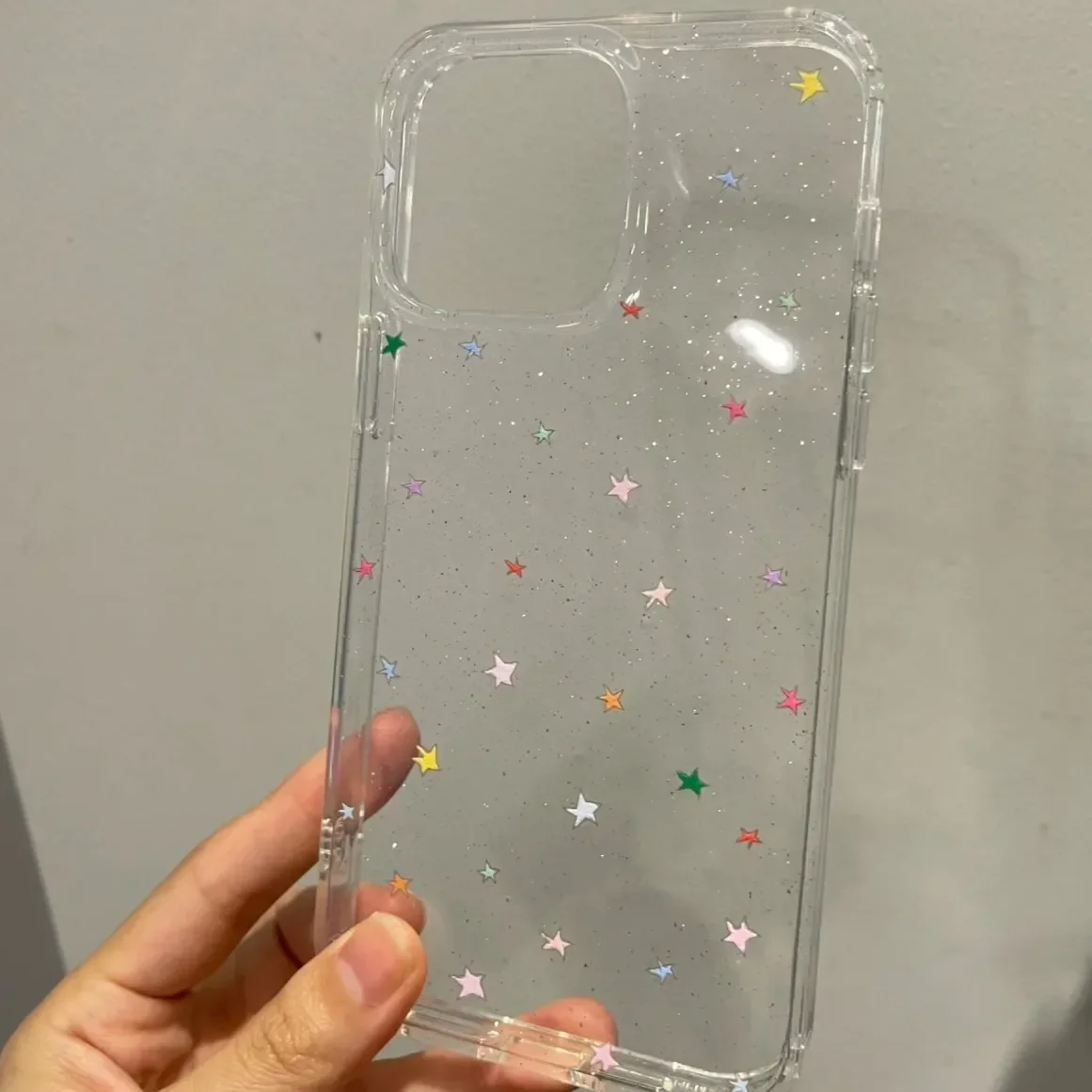 Dopamine Colorful Stars Glitter Phone Case For iPhone 17 16 15 14 13 12 11 Pro MAX 17air MINI XR XS 7 8 Plus Transparent Cover view 4