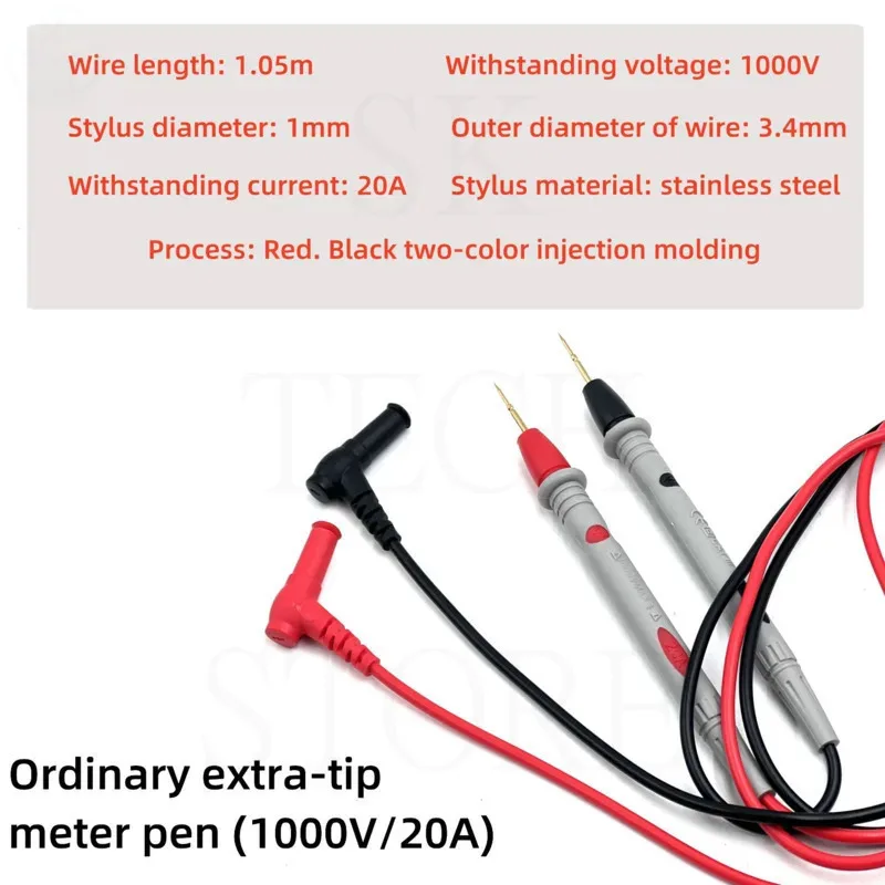Silicone Wire Universal Probe Test Leads Pin 1000V 20A Digital Multimeter Probe Test Leads Needle Tip Common 20A Mutimeter Jacks