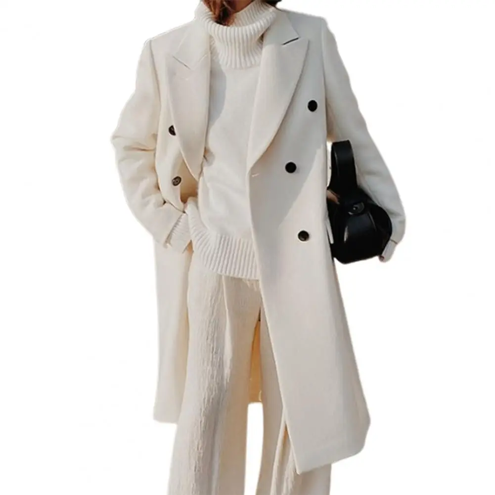 

Women Woolen Suit Jacket Long Sleeve Long Woolen Coat Female пальто женское