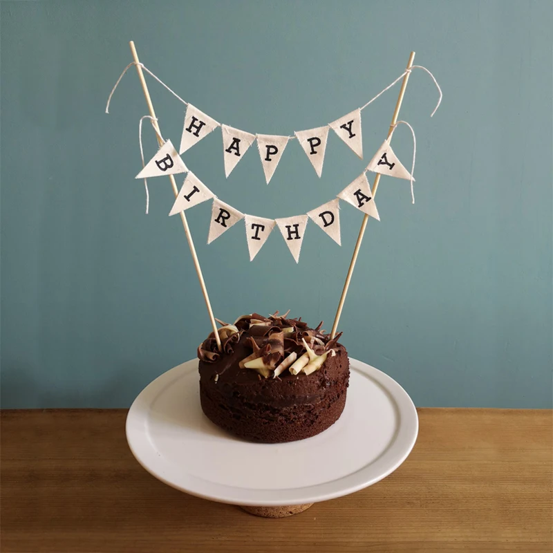 'HAPPY BIRTHDAY' Decoración de tarta de crema, banderines de arpillera, decoración rústica, mesa de fiesta de cumpleaños, accesorios de postre, regalo para niños y niñas