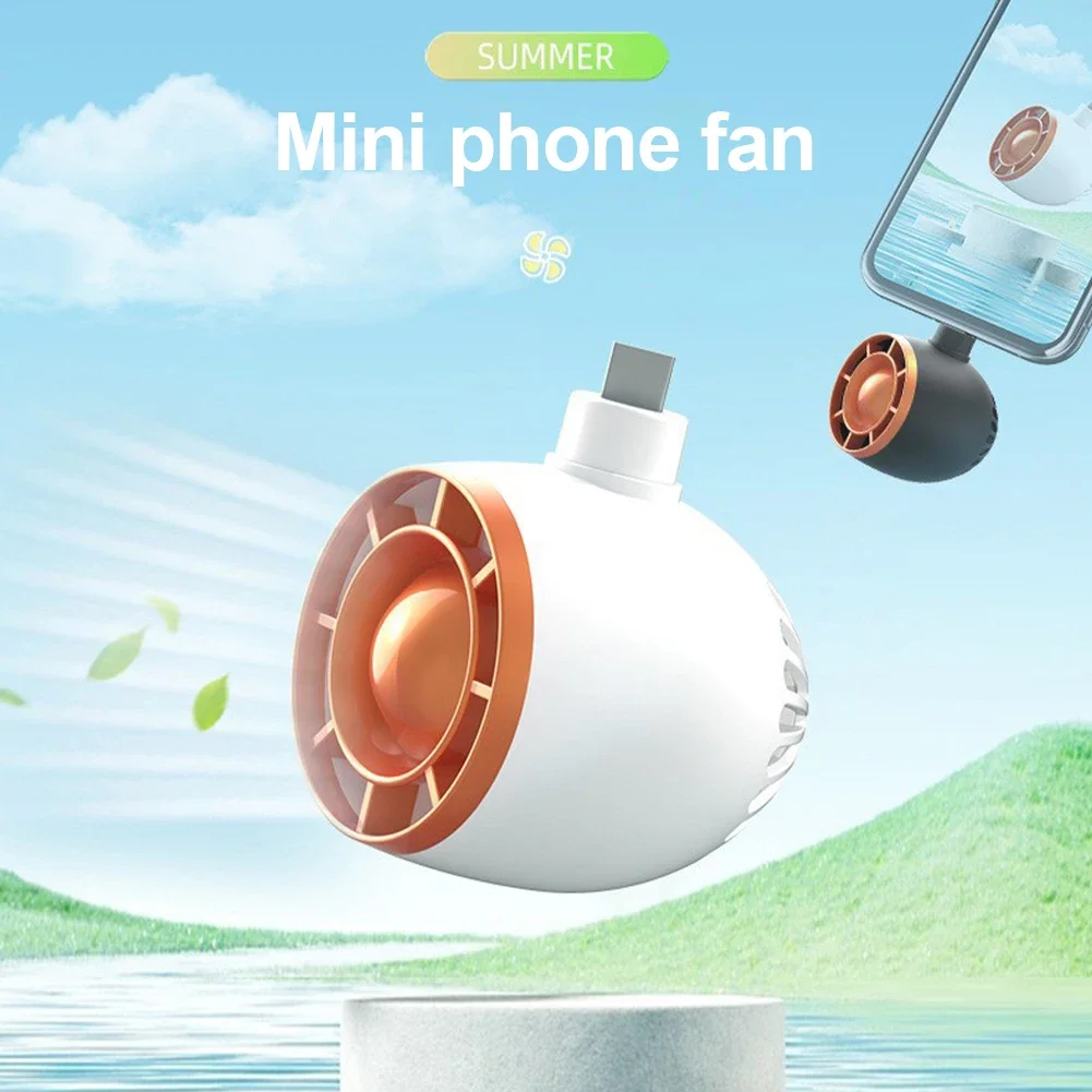 Mini Phone Turbo Small Fan Portable Handheld Silent Fan Plug Rotation Type-C And iPhone Ports Outdoor Camping Tools