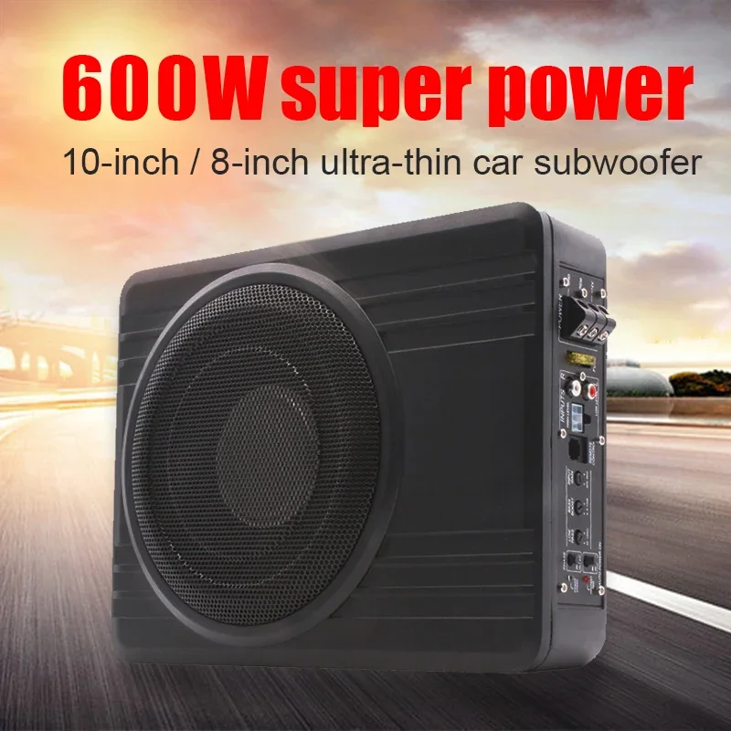 8/10Inch CarSubwoofer Audio 600W High-power Aluminum Alloy Speaker Underseat Woofer Modification Ultra-thin Amplified Subwoofer