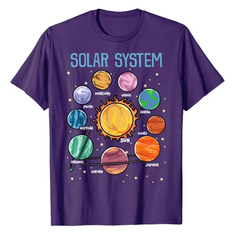 Solar System Planets Science Space Boys Girls STEM Kids T-Shirt Astrophysics Like Pluto Mars The Sun Moon Stars Saturn Tees Tops