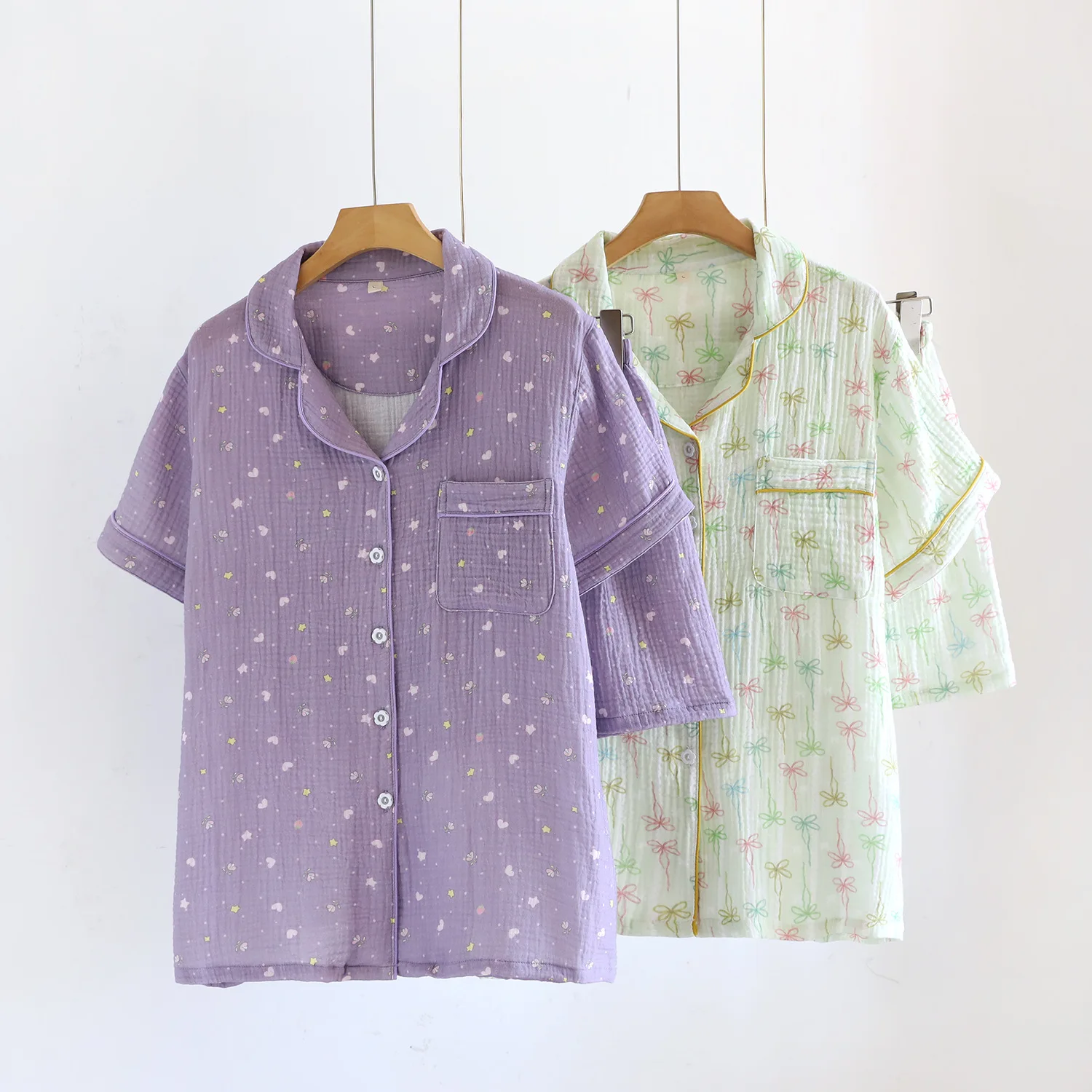 

Women's Suit For Home Pijama Thin Floral Summer Short Sleeve Sleepwear Cotton Pyjamas Set 2 Piece Woman Pajamas Nightie