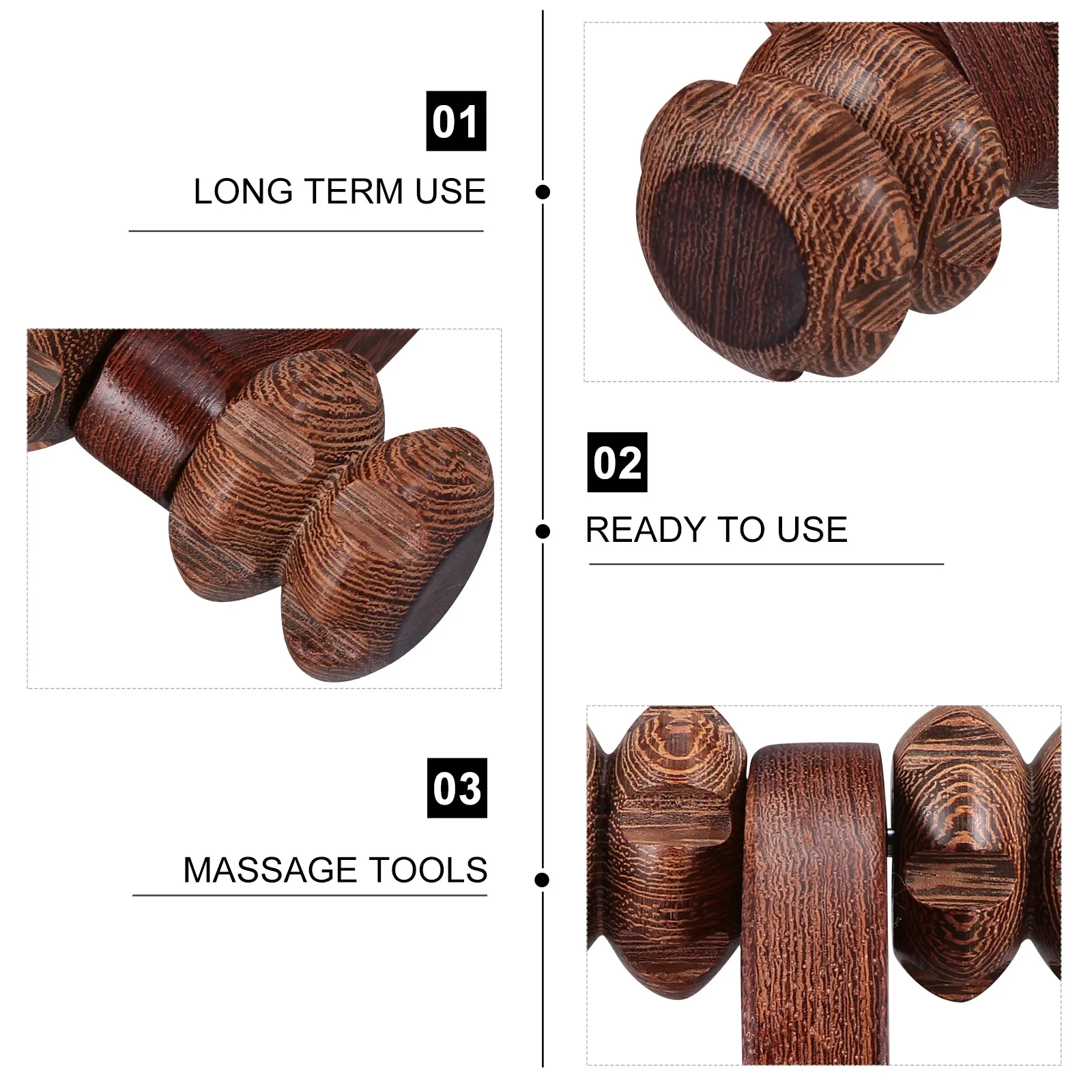 

Wooden Four-Wheel Massage Roller Natural Wood Handheld Back Massager Non-Slip Handle Neck Legs Arms Relief Muscle Stretch Roller