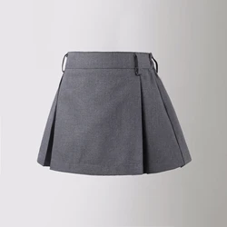 Teen Girls A-line Formal Skirt School Children Pleated Skirt Grey Formal Short Skirt Summer College Style Dance All-match Casual