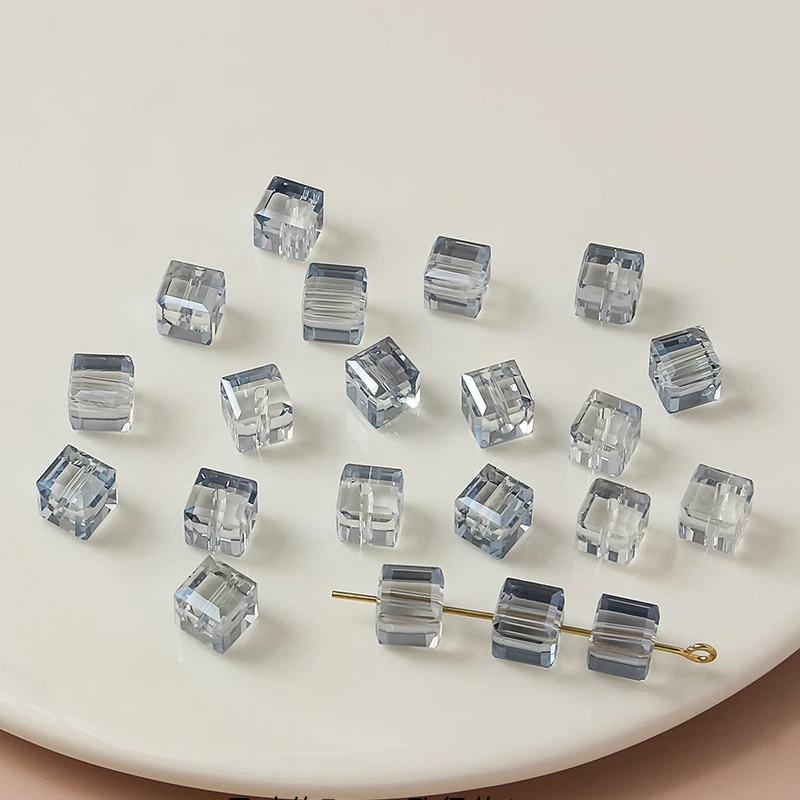 20pcs/lot 8mm Cube Square Shaped Glass Crystal Beads Loose Spacer Beads Jewelry Making DIY Charm Bracelet Necklace Accessories