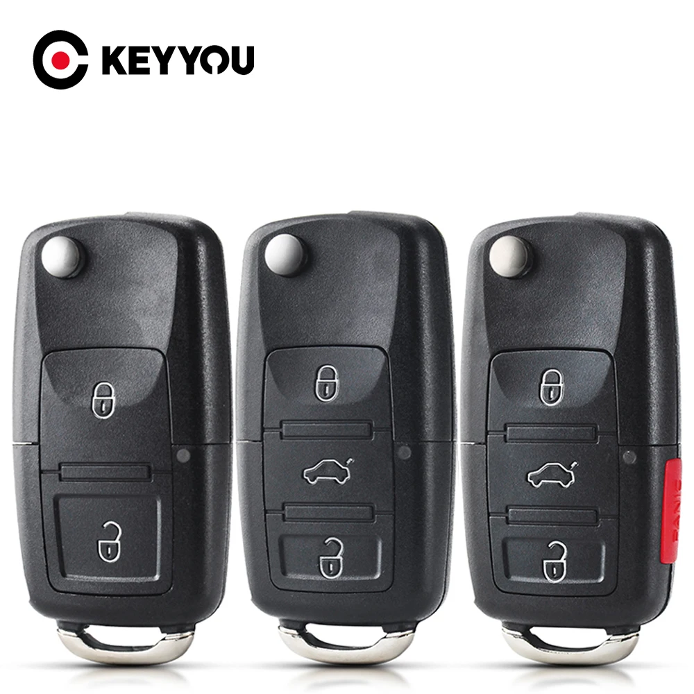 

KEYYOU 2 3 Buttons For Volkswagen VW Passat Polo Golf Touran Bora Ibiza Leon Octavia Fabia Folding Flip Key Shell Case No Blade