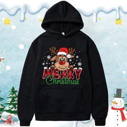 2025 Merry Christmas 2D printed hoodie neutral spring and autumn lovely pullover long sleeve men's casual comfortable hoodie