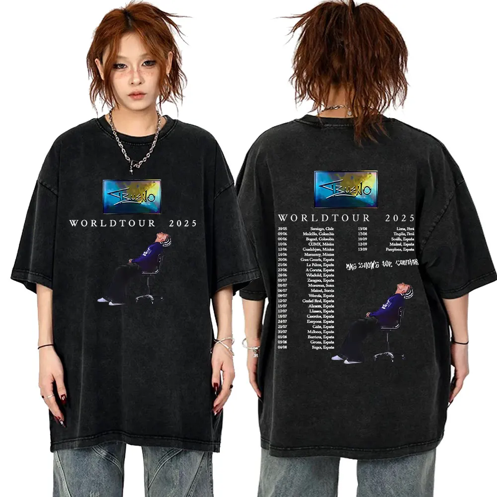 

Washed Vintage Trueno World Tour 2025 T-shirt Men Women Hip Hop Pop Music Short Sleeve T Shirts Unisex Fashion Rap T-shirts Tops