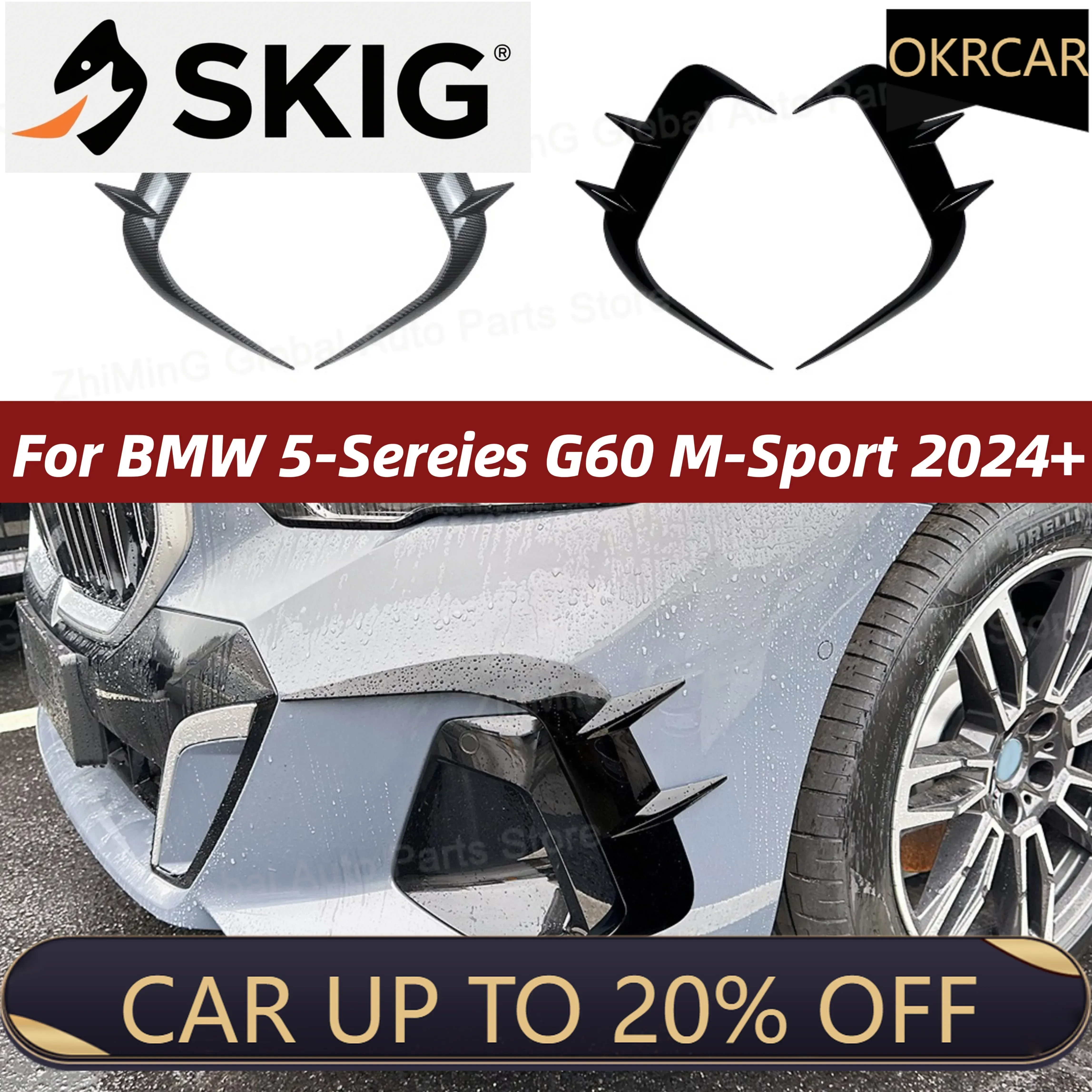 

For BMW 5-Sereies G60 M-Sport 2024+ 2pcs Car Front Bumper Side Spoiler Splitter Air BladeCar Accessories