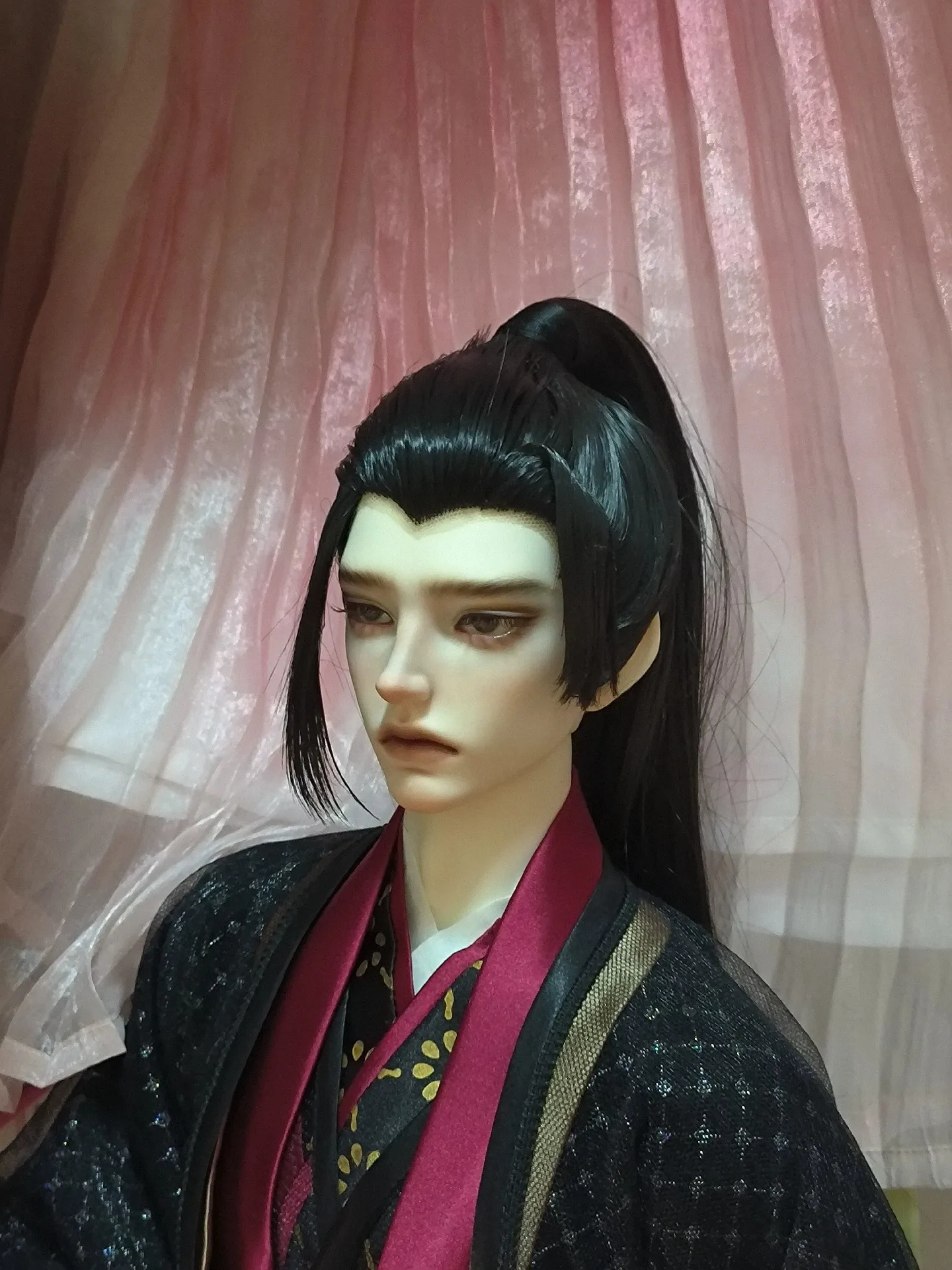 1/4 1/3 Skala BJD Peruki Ancient Costume Hanfu Vintage Long Hair Samurai Peruka Dla MSD SD13 Girl ID72 Uncle Doll Akcesoria A2101