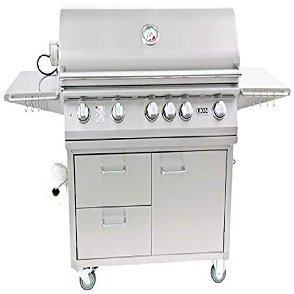 Stainless Steel Lion Grill Cart L-90000 Models USA Made Gas Fuel Outdoor Use