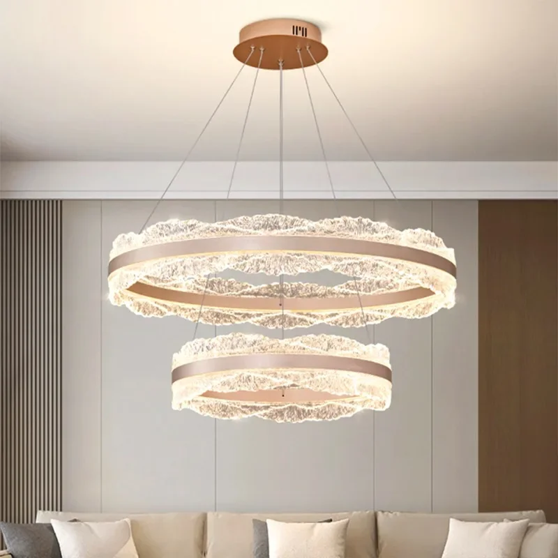 

Wave Ring LED Pendant 2025 Light Luxury Living Room Light Modern Creative Restaurant Bedroom Hall Pendant Light