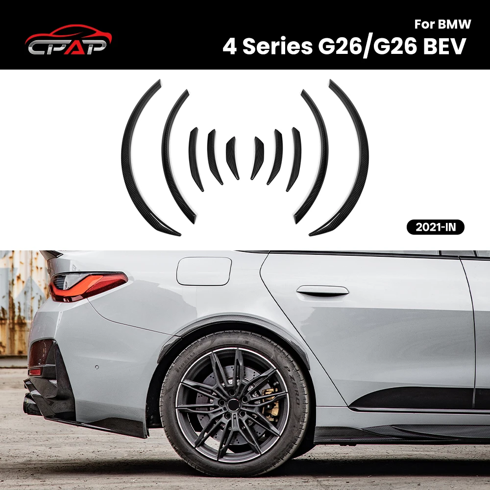 Real Dry Carbon Fiber Wheel Eyebrow For BMW 4 Series G26/G26 BEV 2021-IN MP Style Car Styling Wheel Arch Trim 10Pcs/Set
