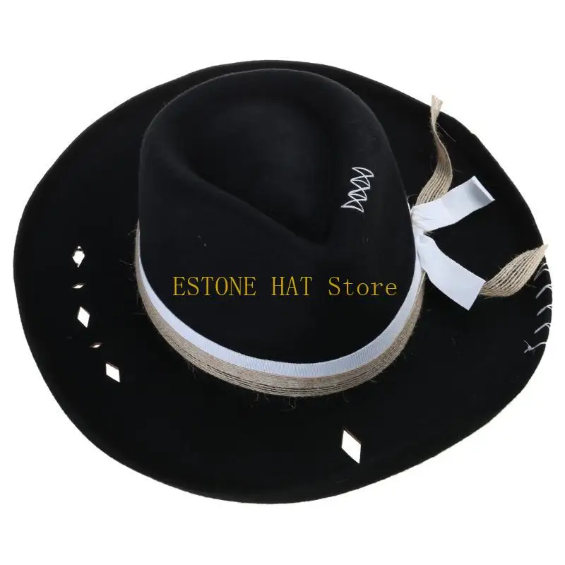 

49MF шерстяная шляпа с потертостями для взрослых, шляпа для ролевых игр, вечерние головные уборы, костюм на Хэллоуин, шляпа