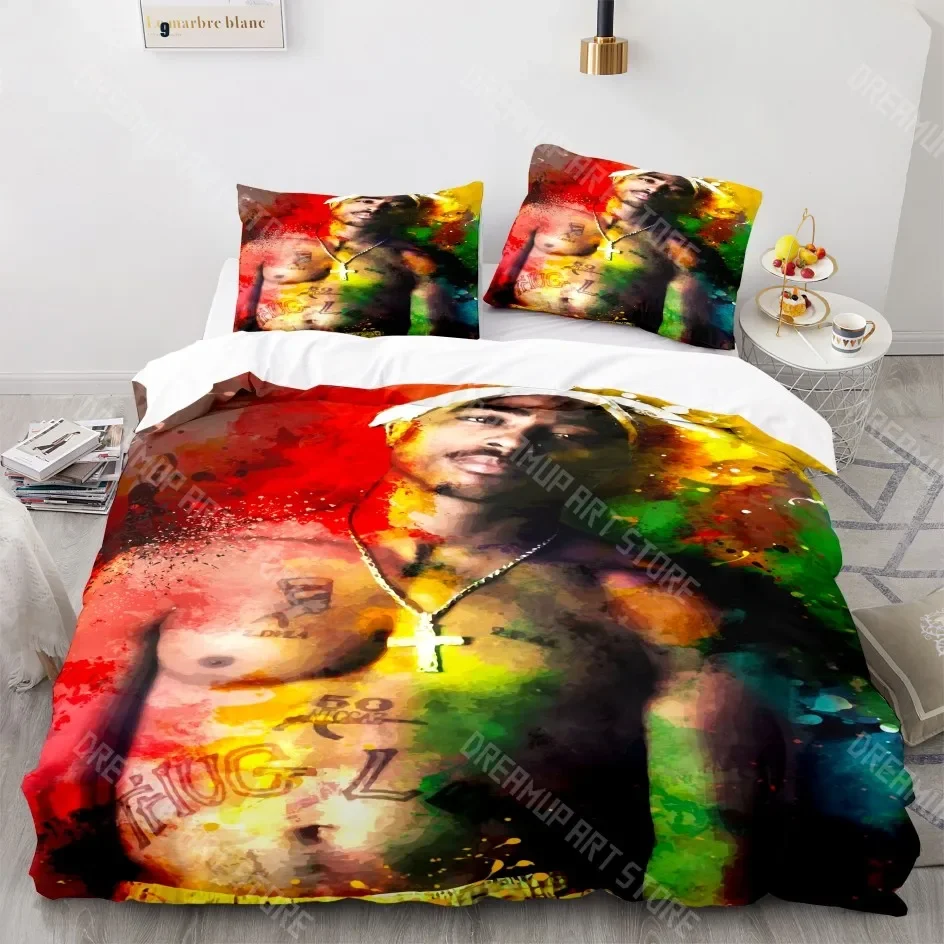 2026 3D Print 2 Pac Tupac Shakur Bedding Set Single Twin Full Queen King Size Tupac 2 Pac Bed Set Aldult Kid Kawaii Duvetcover S