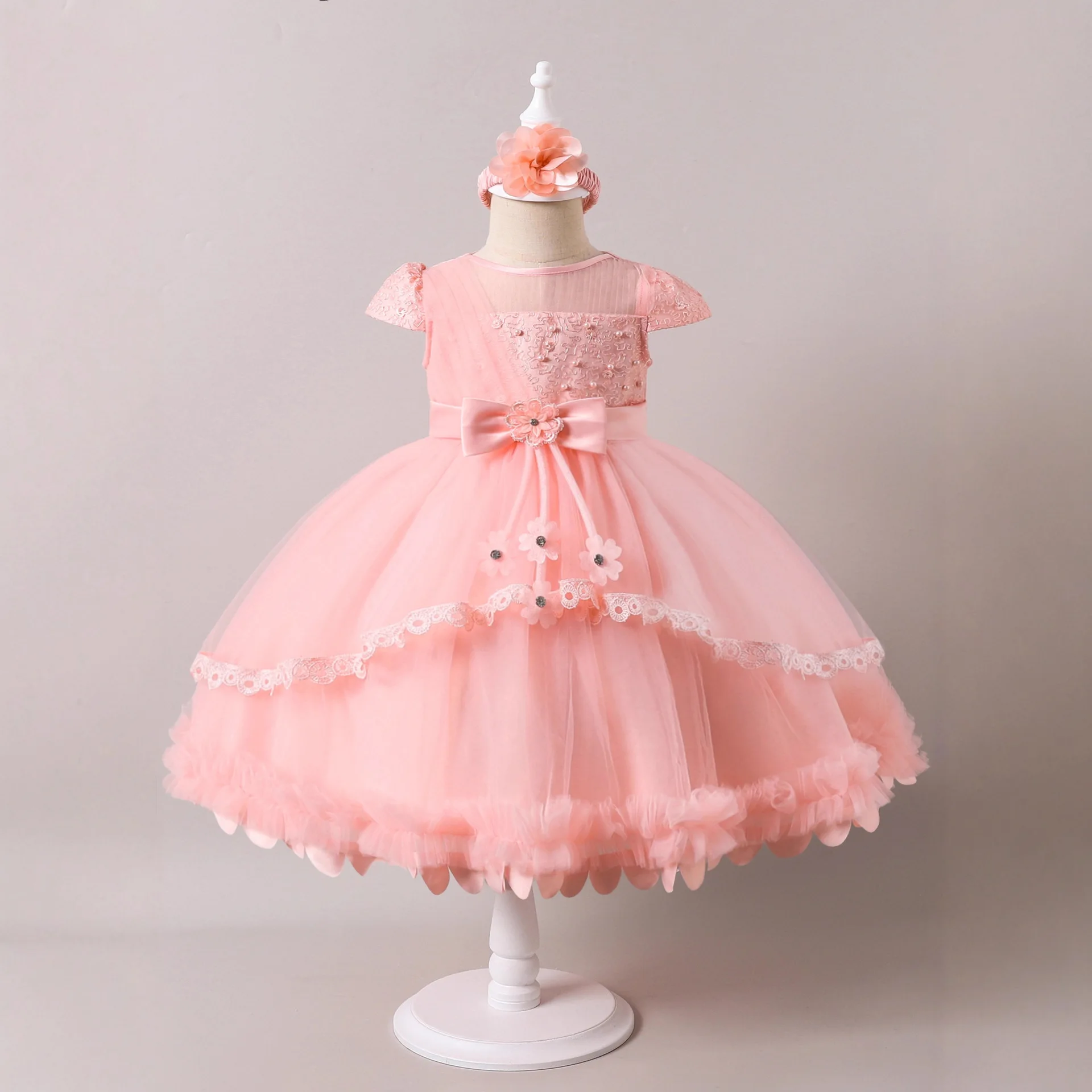 

HETISO Children's Princess Dress Flower Embroidered Lace Girls Bridesmaid Wedding New Year Ball Gown 2-6 Years