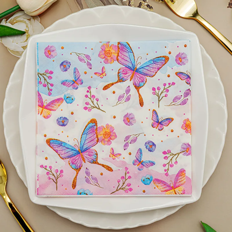 

Hot Selling Colorful Printed Butterfly Disposable Tissue Birthday Parties Celebrations Outdoor Paper