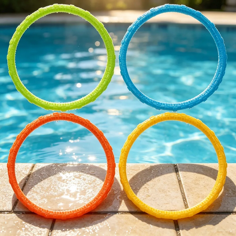 7pcs Sinking Pool Dive Rings Textured Sinking Rings for Kids Swimming Pool Underwater Diving Games Training Toys
