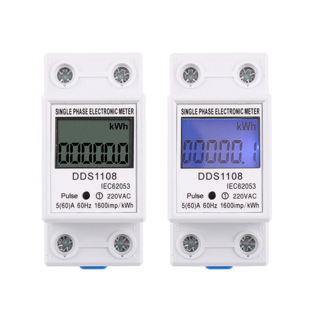 60A 80A Szyna Din Jednofazowy Dwuprzewodowy Cyfrowy Wyświetlacz LCD Zużycie Energii Miernik Energii kWh AC 220V 230V 50Hz/60Hz