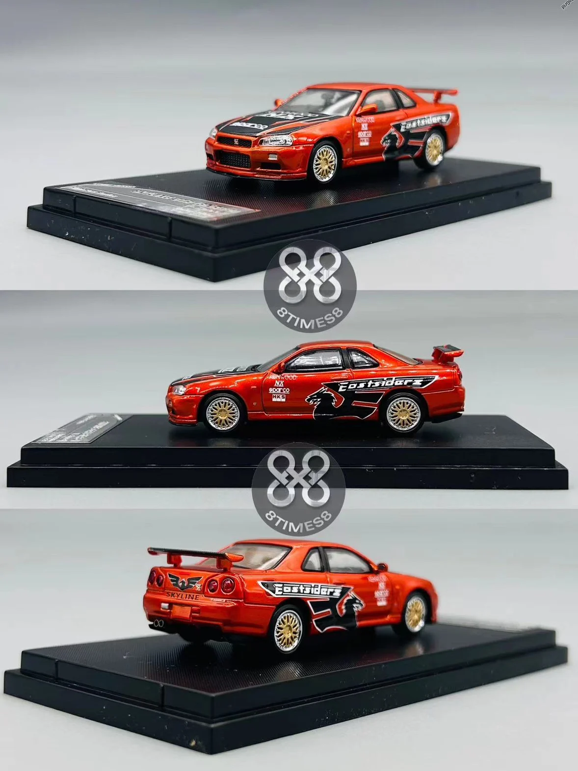 نموذج سيارة معدني مع التخصيص ، SW GTI ، تخصيص WWD ، 1:64 GTR R34 ، الحاجة إلى السرعة 7