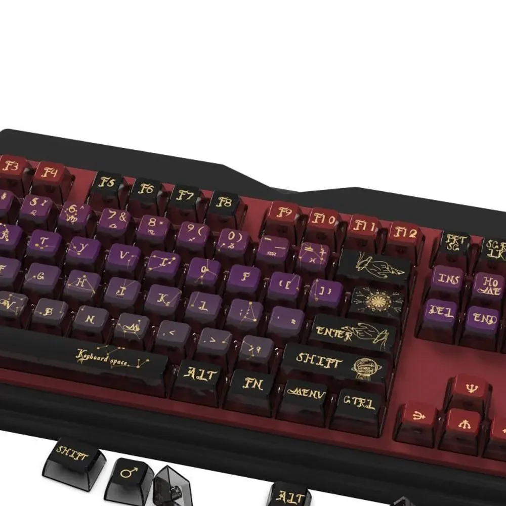 116 Key Full Set Keycaps Transparent  Around  ASA Height PBT Thermal Sublimation For 61 68 75 87 104 Mechanical Keyboard