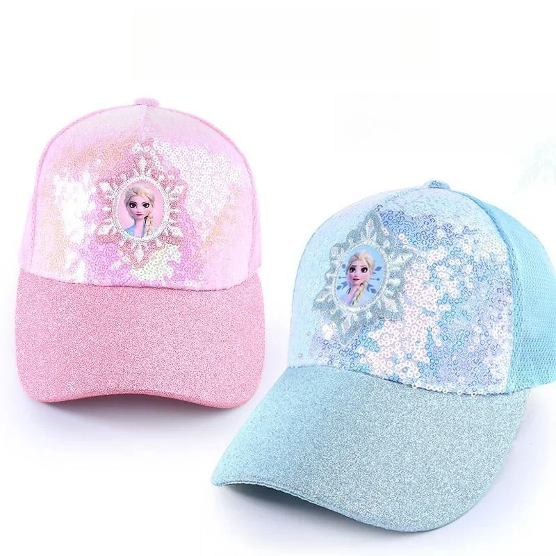 New Disney Hats Frozen Princess Elsa Sun Shading Uv Protection Baseball Cap Duckbill Cap For Girls In Summer