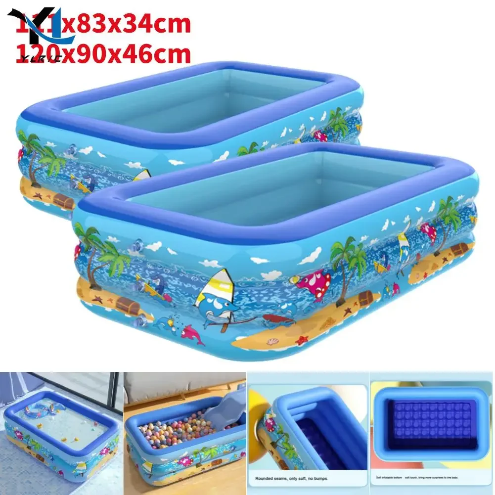 Piscina inflable de PVC para baño de bebé, bañera con patrón de dibujos animados, piscina gruesa, juguetes de fiesta de verano para niños pequeños