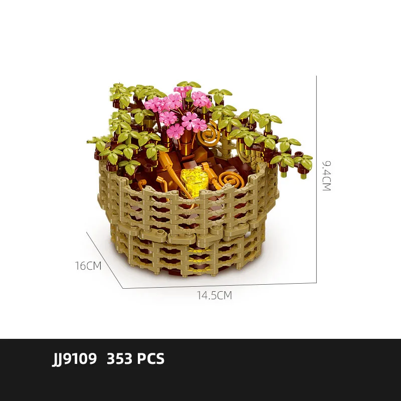 크리 에이 티브 원예 화분에 심은 식물 빌딩 블록 국화 Morifolium 교육 장난감 건설 벽돌 컬렉션 빛