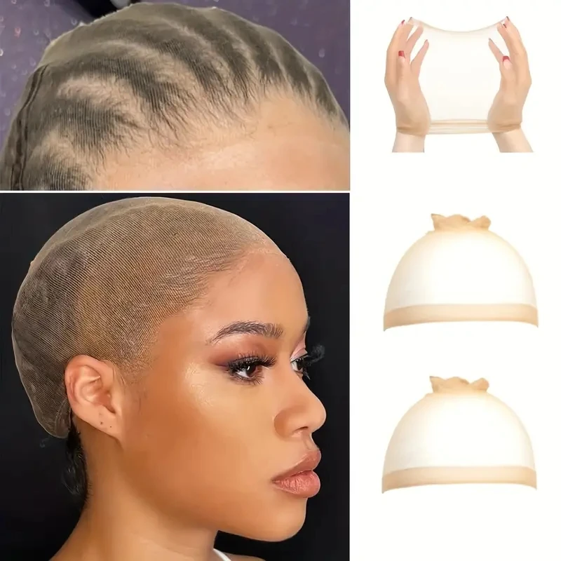 2 pcs HD Wig Cap Elastic Breathable Invisible Wig CapsStretchy Nylon Wig Caps Perfect For Professional Use