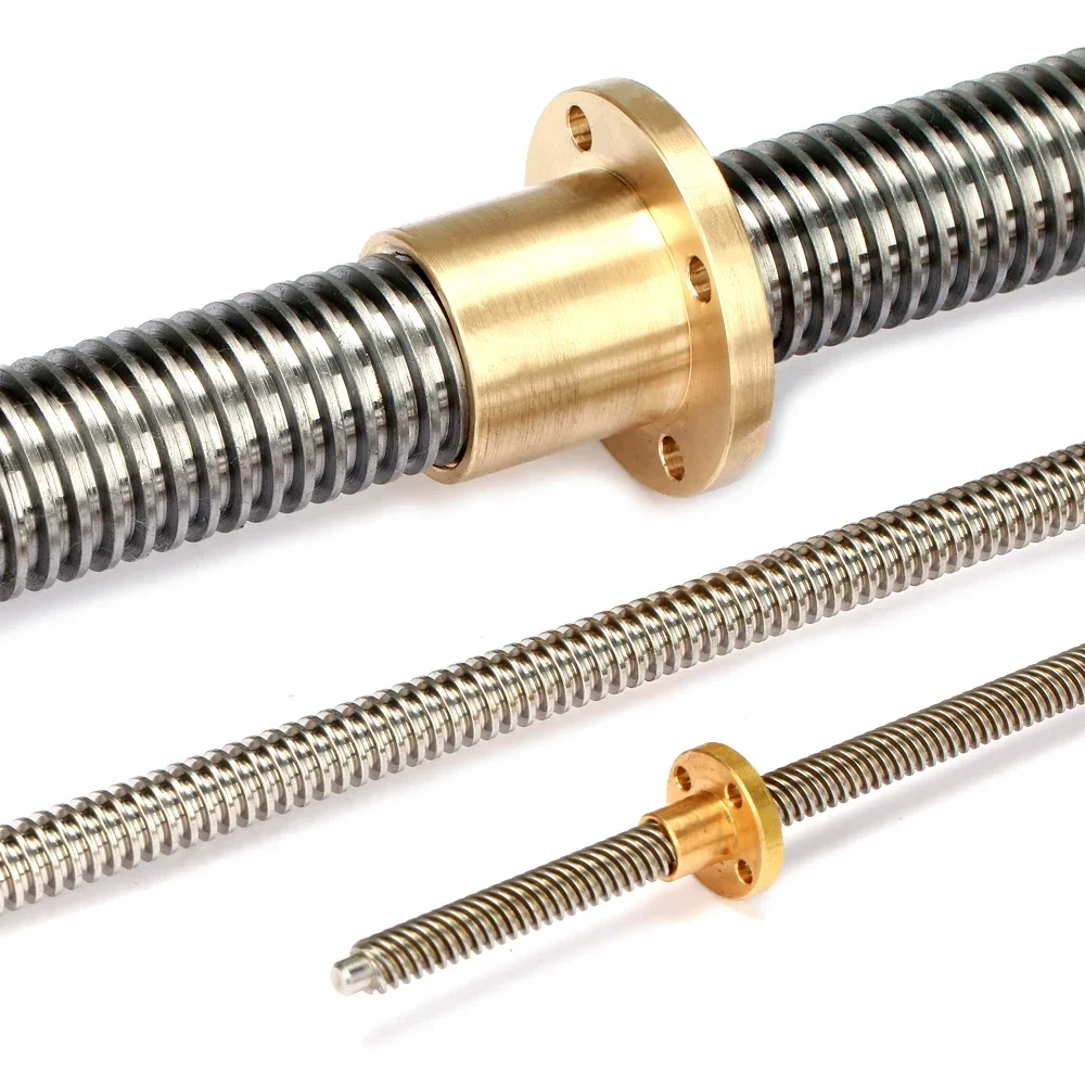 T25 Tr25 Tr25x5 Tr25x6 25mm stainless steel trapezoidal lead screw with flange brass nut