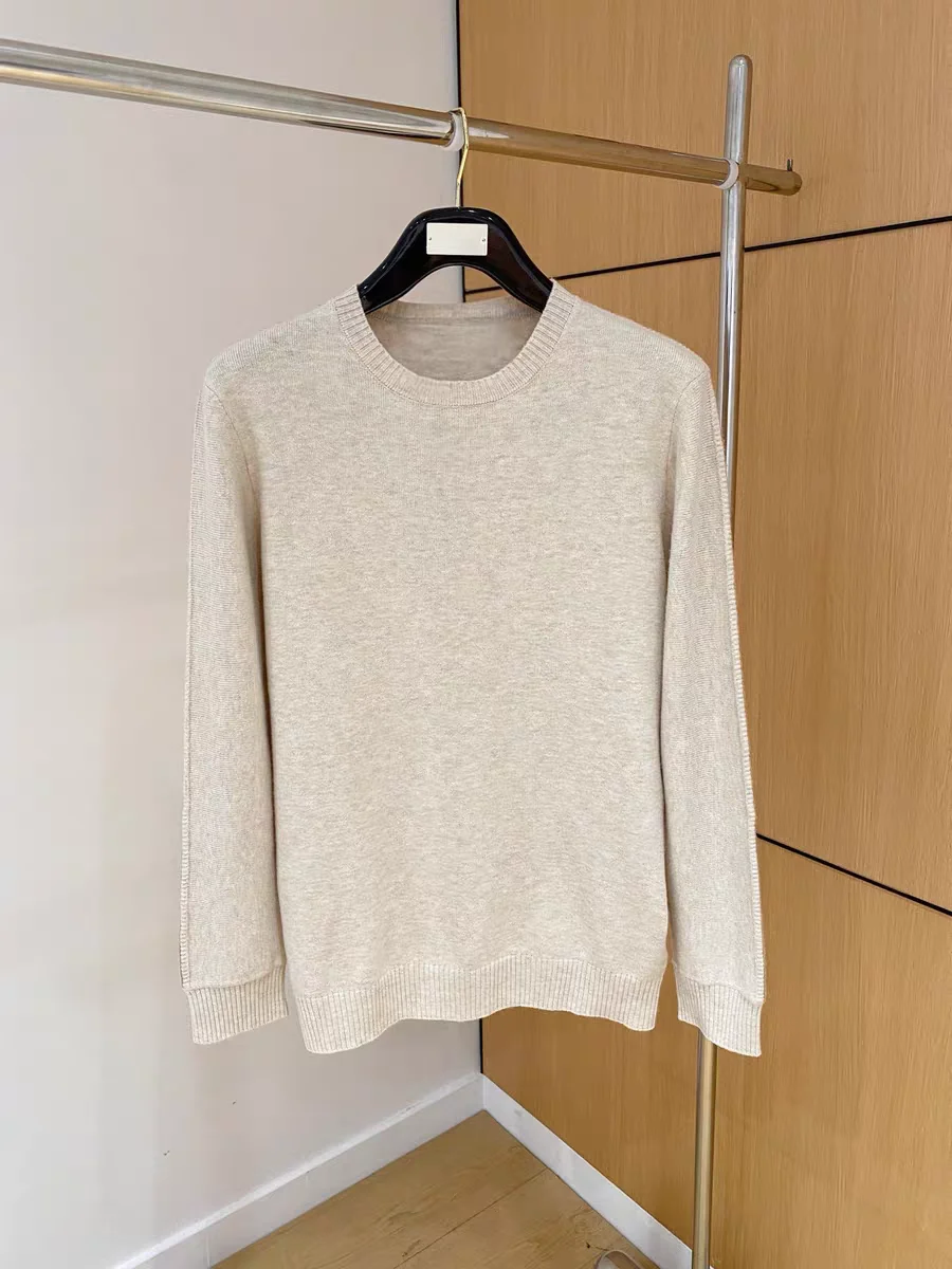 

Italian LP wool-blend round neck pullover long-sleeved simple casual sweater