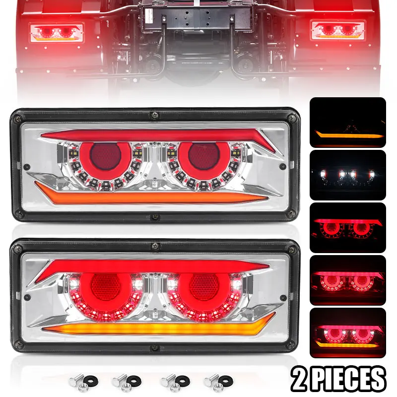 

12V 24V LED Devil Eyes Combination Tail Light Dynamic Turn Signal Light Brake Stop Warning Lamp For Truck Trailer Camper Tractor