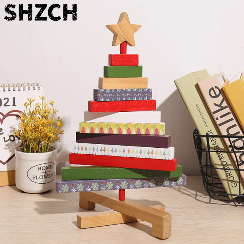 Wooden Christmas Trees Figurines for Home Decoration, Rotatable Miniatures, Aesthetic Room Decor, Kids Gift, 2026