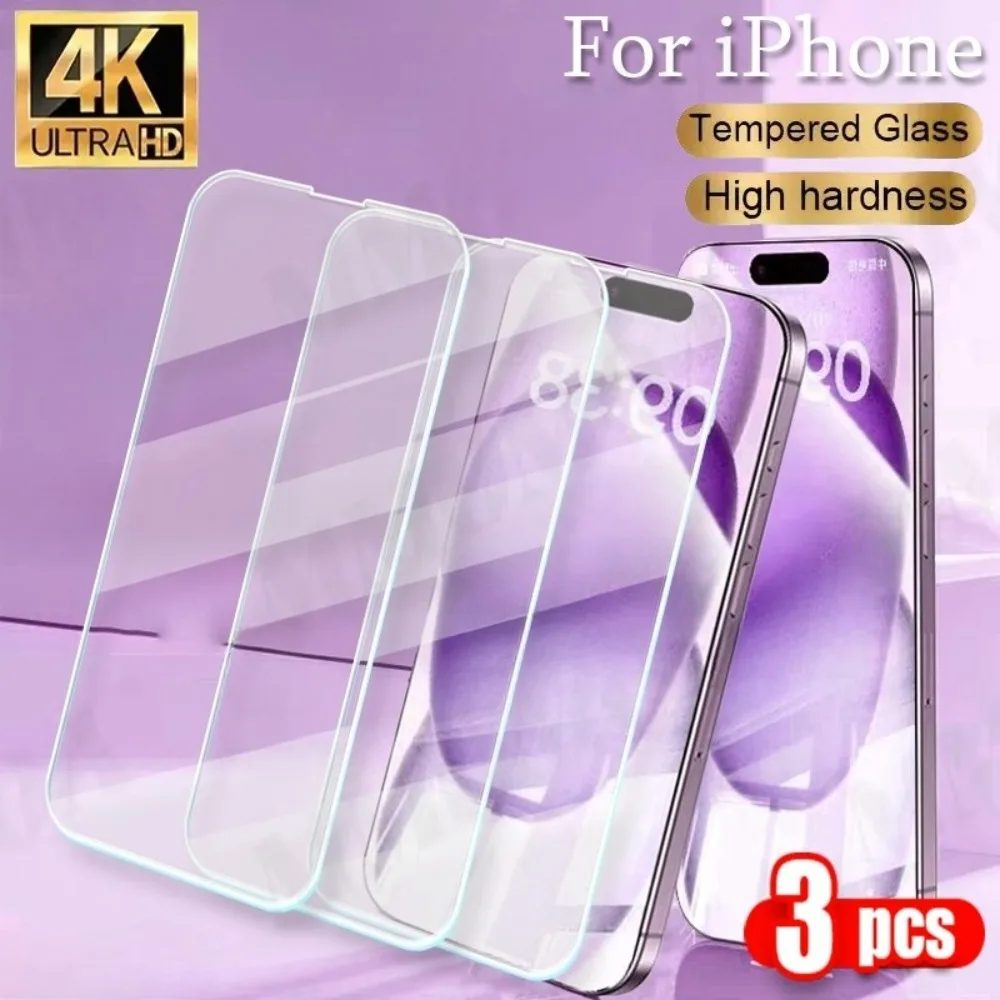 3 Stück ultraklares gehärtetes Glas für iPhone 17 16 15 14 Pro Max 14 15 Plus 13 12 11 Pro 16e 17 Air 9H Härte Displayschutzfolie